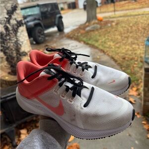 Nike White and Coral Athletic Sneakers